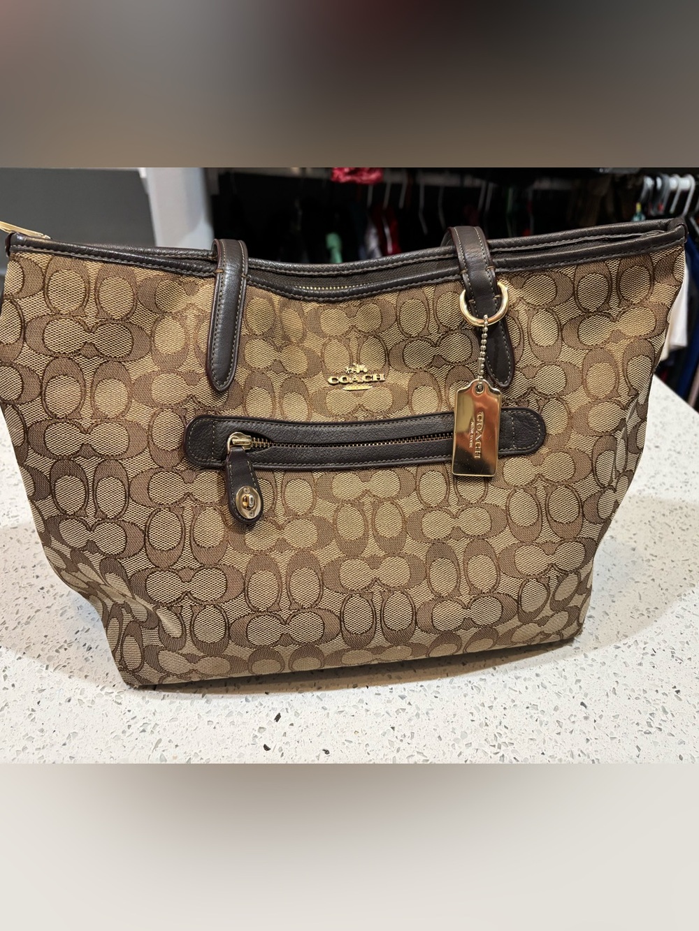 Coach Classic Black Leather Tote Bag